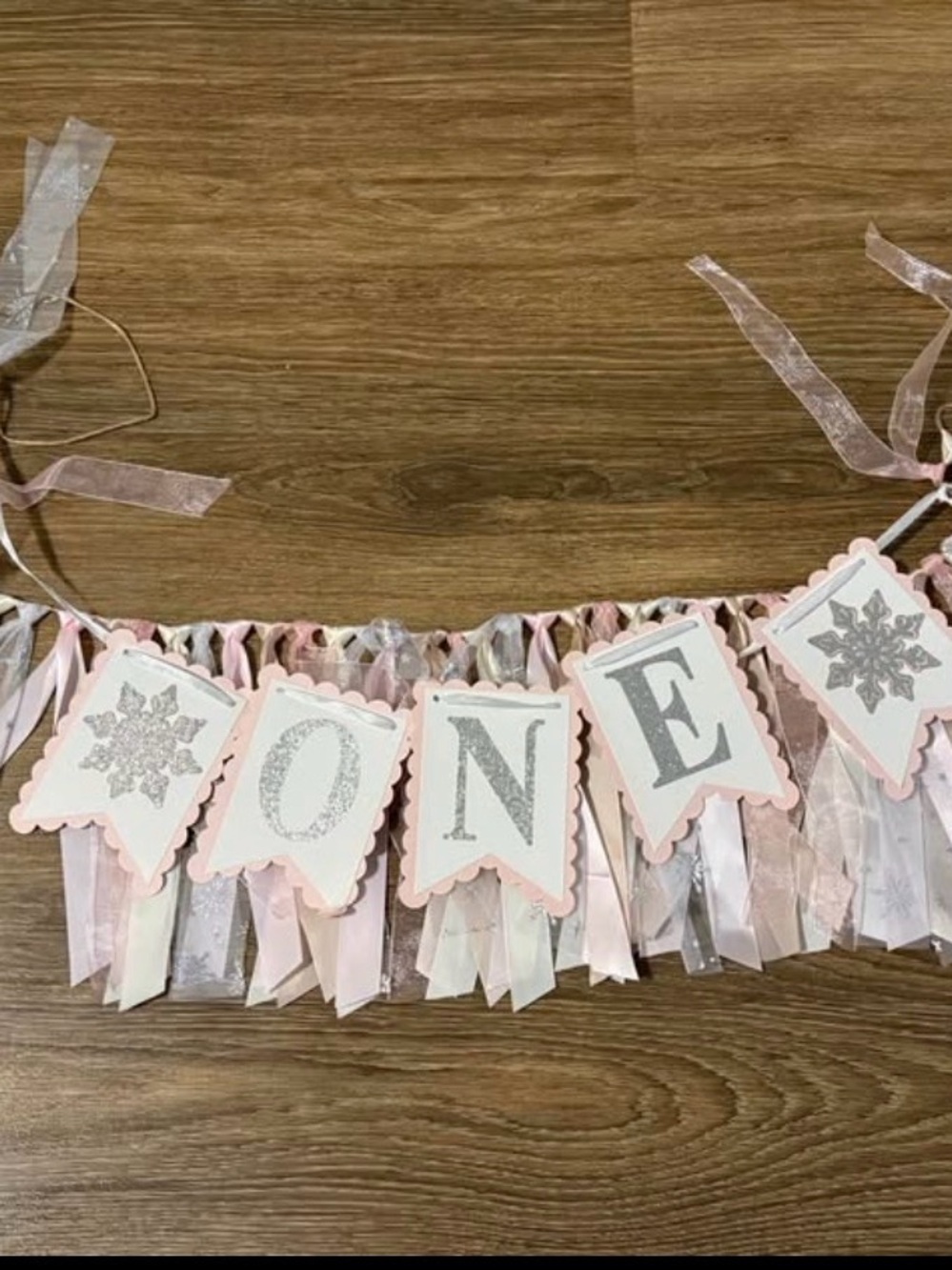 Pink and Silver 'ONE' First Birthday Banner - Home Party Supplies
